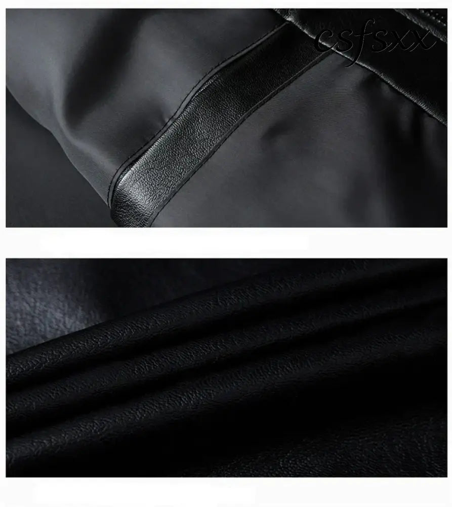 2023 Autumn New Men Black Biker PU Leather Coat Korean Fashion Men Pu Leather Jacket Trend Casual Fit Slim Baseball