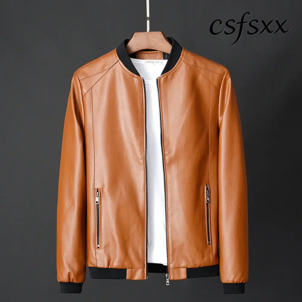 2023 Autumn New Men Black Biker PU Leather Coat Korean Fashion Men Pu Leather Jacket Trend Casual Fit Slim Baseball