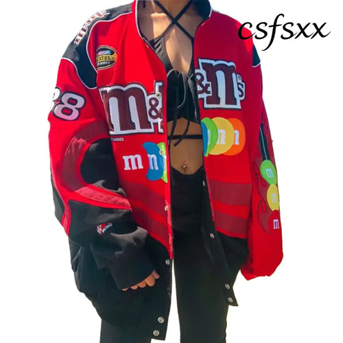 2024 Spring And Autumn Hot Women’s Printed Jacket Street Casual Hip Hop Sports Zipper Pilot Coat - Red / S / China
