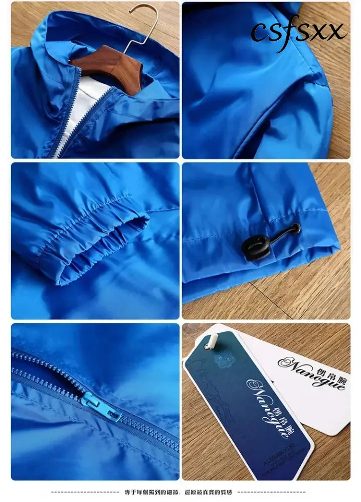 2026 Spring New Men’s Plus Size Fashion Print Hooded Zip-Up Jacket Outdoor Sports Windproof and Waterproof Leisure Coat