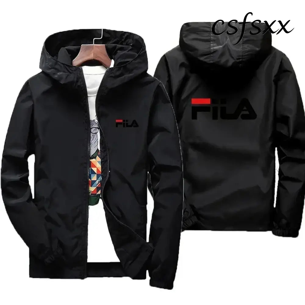 2026 Spring New Men’s Plus Size Fashion Print Hooded Zip-Up Jacket Outdoor Sports Windproof and Waterproof Leisure Coat