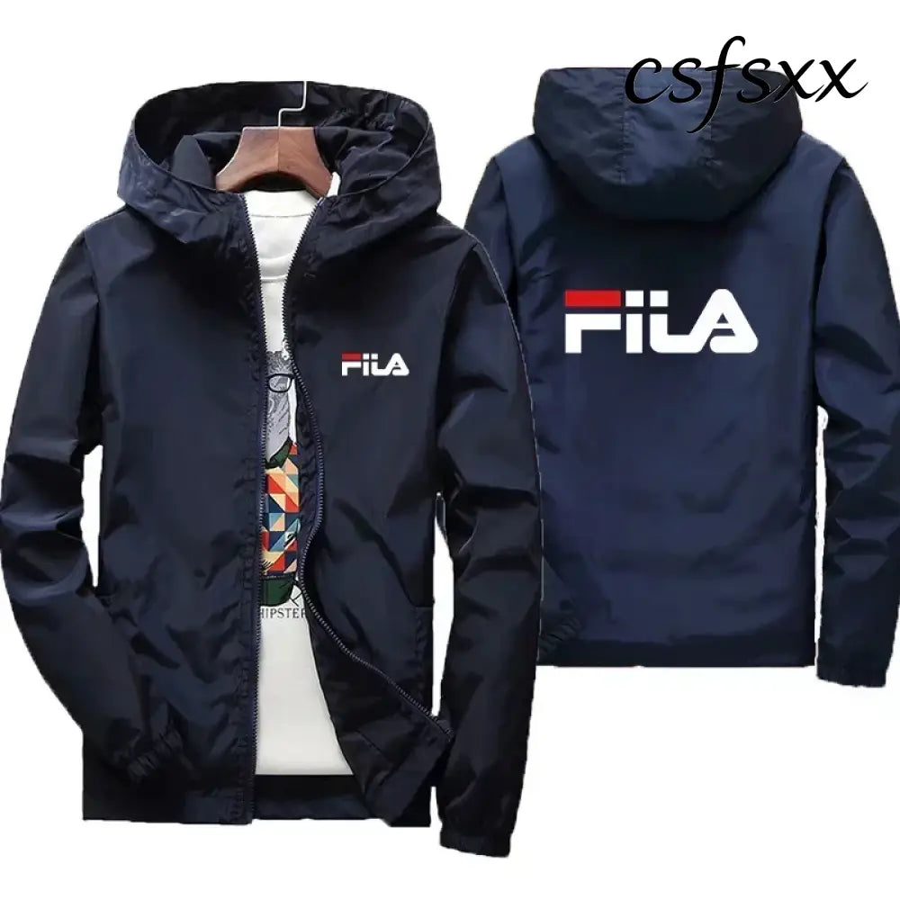 2026 Spring New Men’s Plus Size Fashion Print Hooded Zip-Up Jacket Outdoor Sports Windproof and Waterproof Leisure Coat