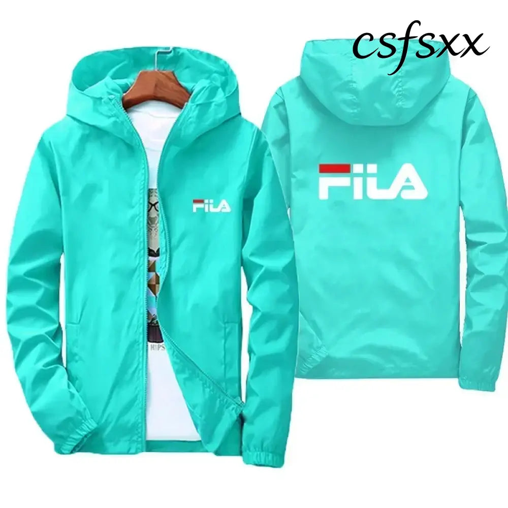 2026 Spring New Men’s Plus Size Fashion Print Hooded Zip-Up Jacket Outdoor Sports Windproof and Waterproof Leisure Coat