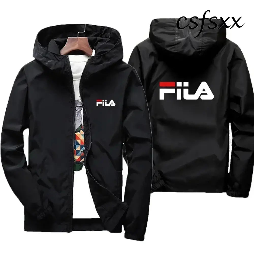 2026 Spring New Men’s Plus Size Fashion Print Hooded Zip-Up Jacket Outdoor Sports Windproof and Waterproof Leisure Coat