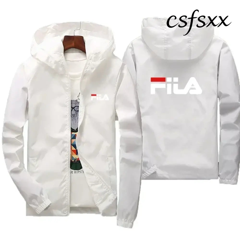 2026 Spring New Men’s Plus Size Fashion Print Hooded Zip-Up Jacket Outdoor Sports Windproof and Waterproof Leisure Coat