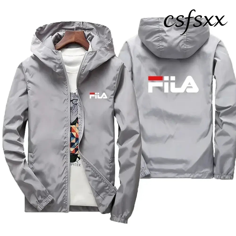 2026 Spring New Men’s Plus Size Fashion Print Hooded Zip-Up Jacket Outdoor Sports Windproof and Waterproof Leisure Coat