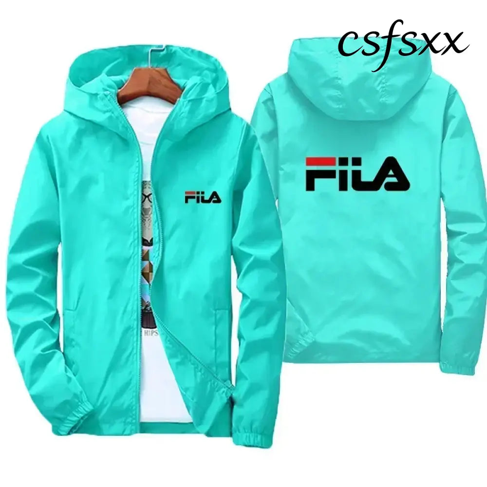 2026 Spring New Men’s Plus Size Fashion Print Hooded Zip-Up Jacket Outdoor Sports Windproof and Waterproof Leisure Coat