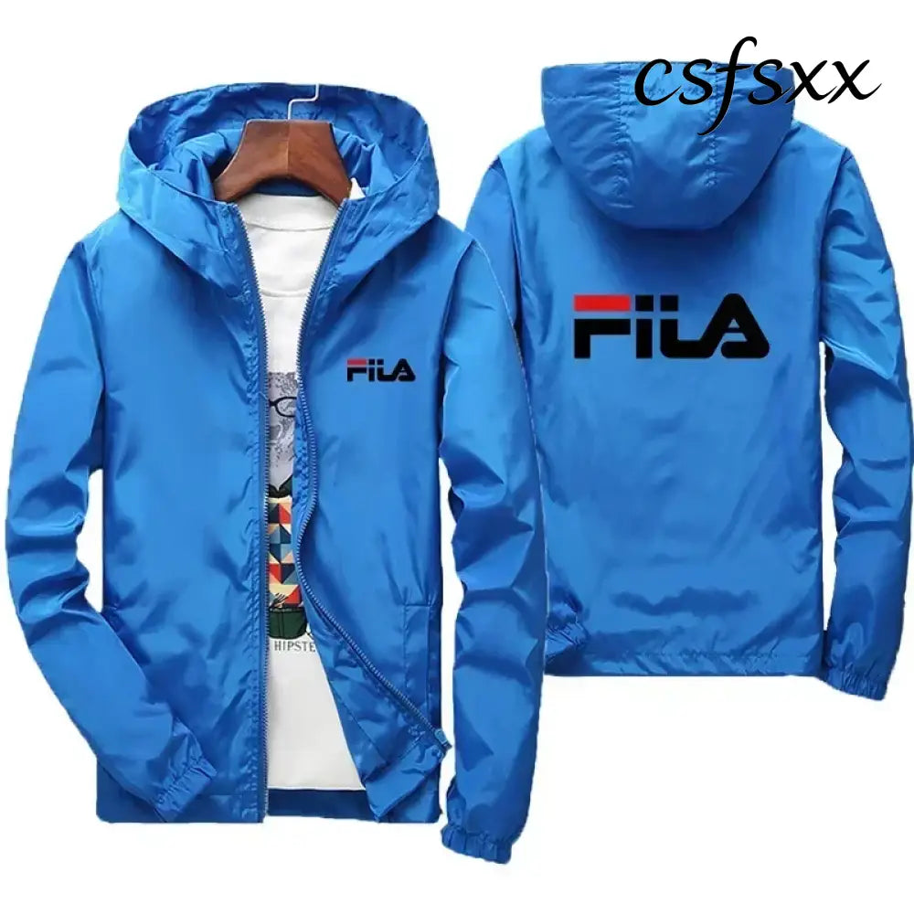 2026 Spring New Men’s Plus Size Fashion Print Hooded Zip-Up Jacket Outdoor Sports Windproof and Waterproof Leisure Coat