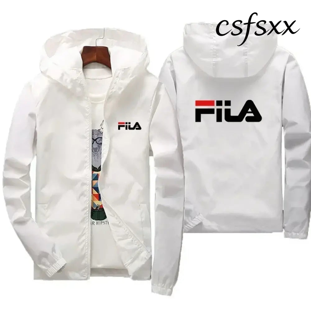 2026 Spring New Men’s Plus Size Fashion Print Hooded Zip-Up Jacket Outdoor Sports Windproof and Waterproof Leisure Coat
