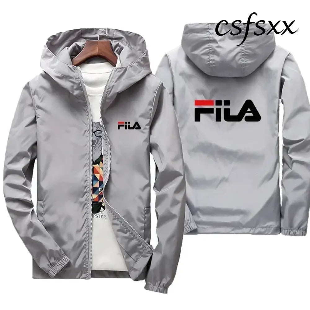 2026 Spring New Men’s Plus Size Fashion Print Hooded Zip-Up Jacket Outdoor Sports Windproof and Waterproof Leisure Coat