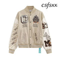 American Letter Embroidery Pattern Rhinestone High Quality Jacket And Coat Men Y2K New Street Hip Hop Vintage Baseball