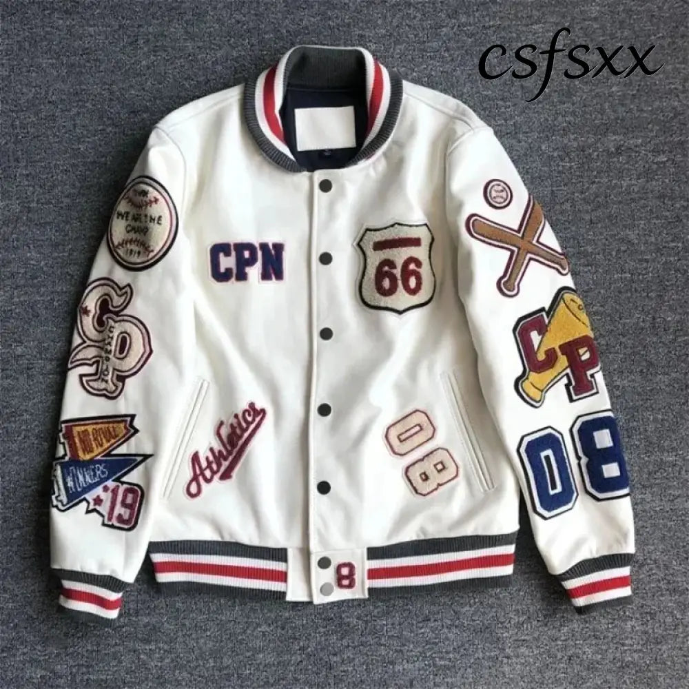 American Letter Embroidery Pattern Rhinestone High Quality Jacket And Coat Men Y2K New Street Hip Hop Vintage Baseball