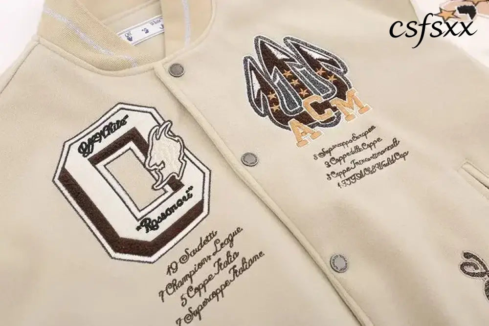 American Letter Embroidery Pattern Rhinestone High Quality Jacket And Coat Men Y2K New Street Hip Hop Vintage Baseball