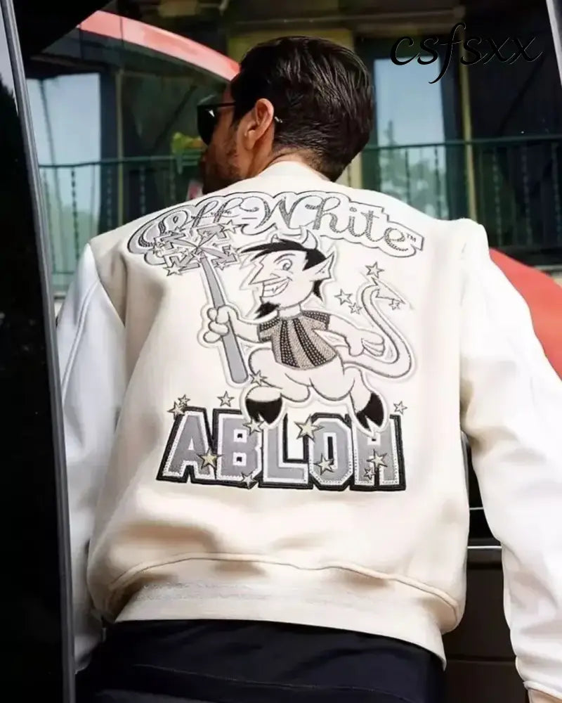 American Letter Embroidery Pattern Rhinestone High Quality Jacket And Coat Men Y2K New Street Hip Hop Vintage Baseball