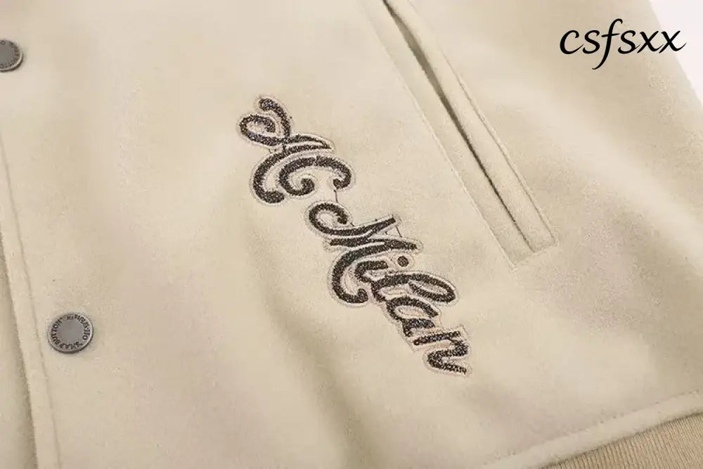 American Letter Embroidery Pattern Rhinestone High Quality Jacket And Coat Men Y2K New Street Hip Hop Vintage Baseball