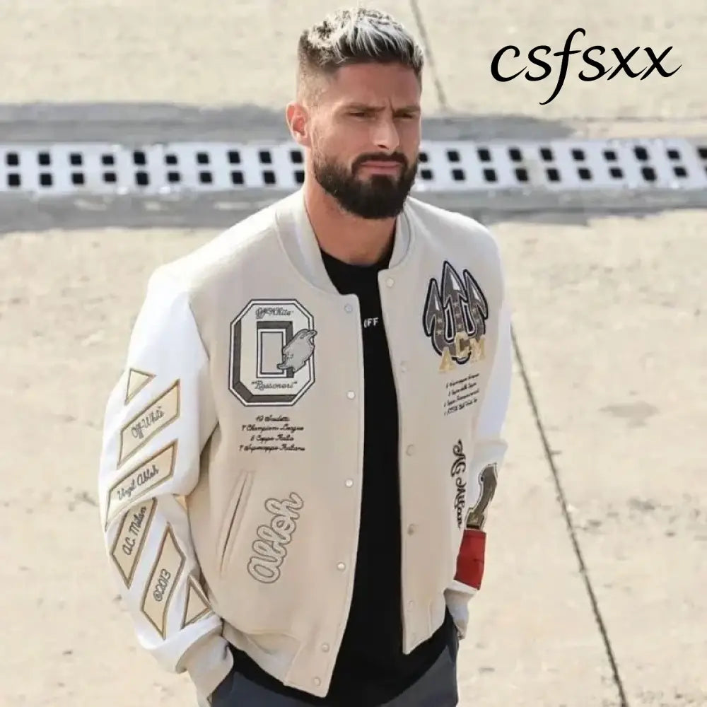 American Letter Embroidery Pattern Rhinestone High Quality Jacket And Coat Men Y2K New Street Hip Hop Vintage Baseball
