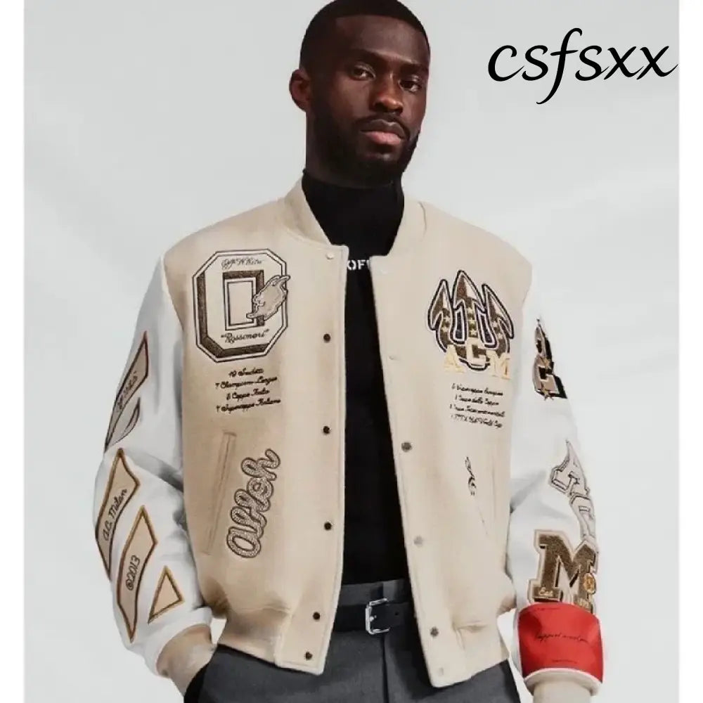 American Letter Embroidery Pattern Rhinestone High Quality Jacket And Coat Men Y2K New Street Hip Hop Vintage Baseball
