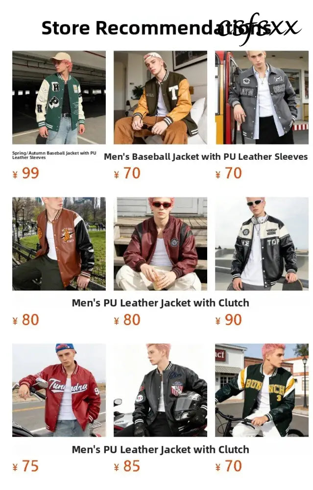 American Retro Racing Jacket Men’s Biker Sleeve PU Leather Color Block Workwear Windproof Casual Loose Fit Long Sleeve