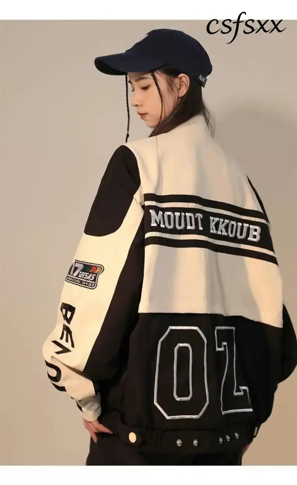 American Vintage Women Varsity Bomber Jacket Autumn Versatile Casual Blazers Harajuku Oversized Fashion Cardigans