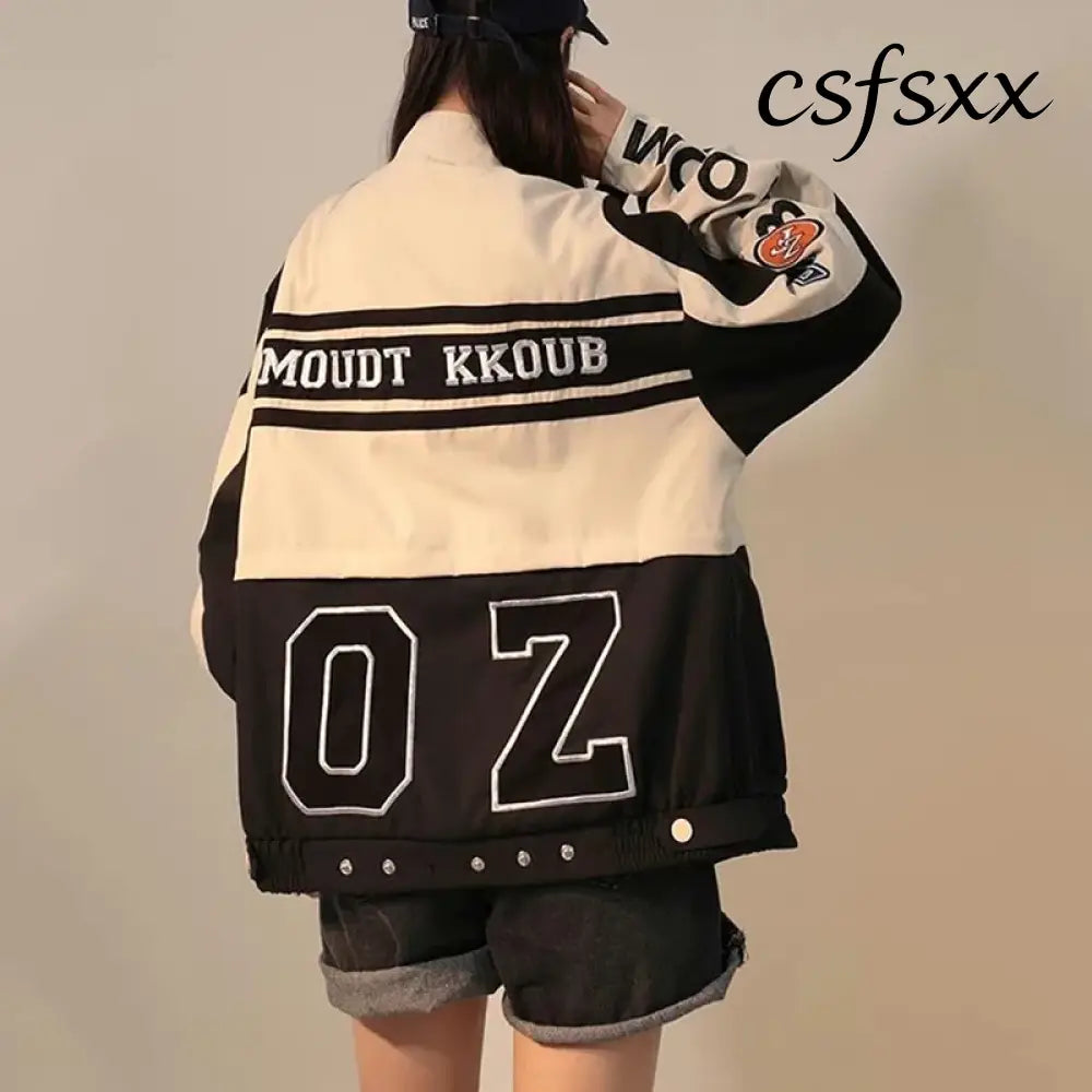 American Vintage Women Varsity Bomber Jacket Autumn Versatile Casual Blazers Harajuku Oversized Fashion Cardigans