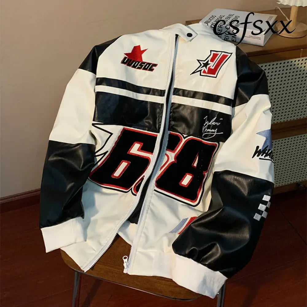 Autumn Men’s Biker Jacket High Street Fashion Motorcycle Leather Jacket Male Anti-wind New Embroiderey Zipper Jacket