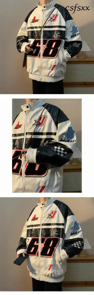 Autumn Men’s Biker Jacket High Street Fashion Motorcycle Leather Jacket Male Anti-wind New Embroiderey Zipper Jacket