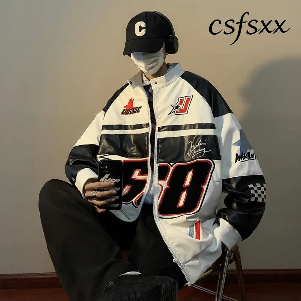 Autumn Men’s Biker Jacket High Street Fashion Motorcycle Leather Jacket Male Anti-wind New Embroiderey Zipper Jacket