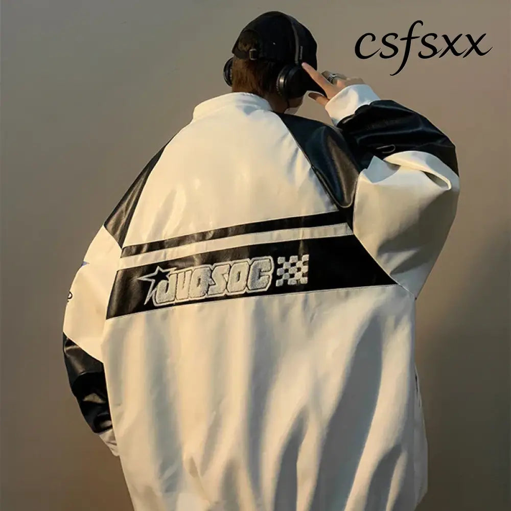 Autumn Men’s Biker Jacket High Street Fashion Motorcycle Leather Jacket Male Anti-wind New Embroiderey Zipper Jacket