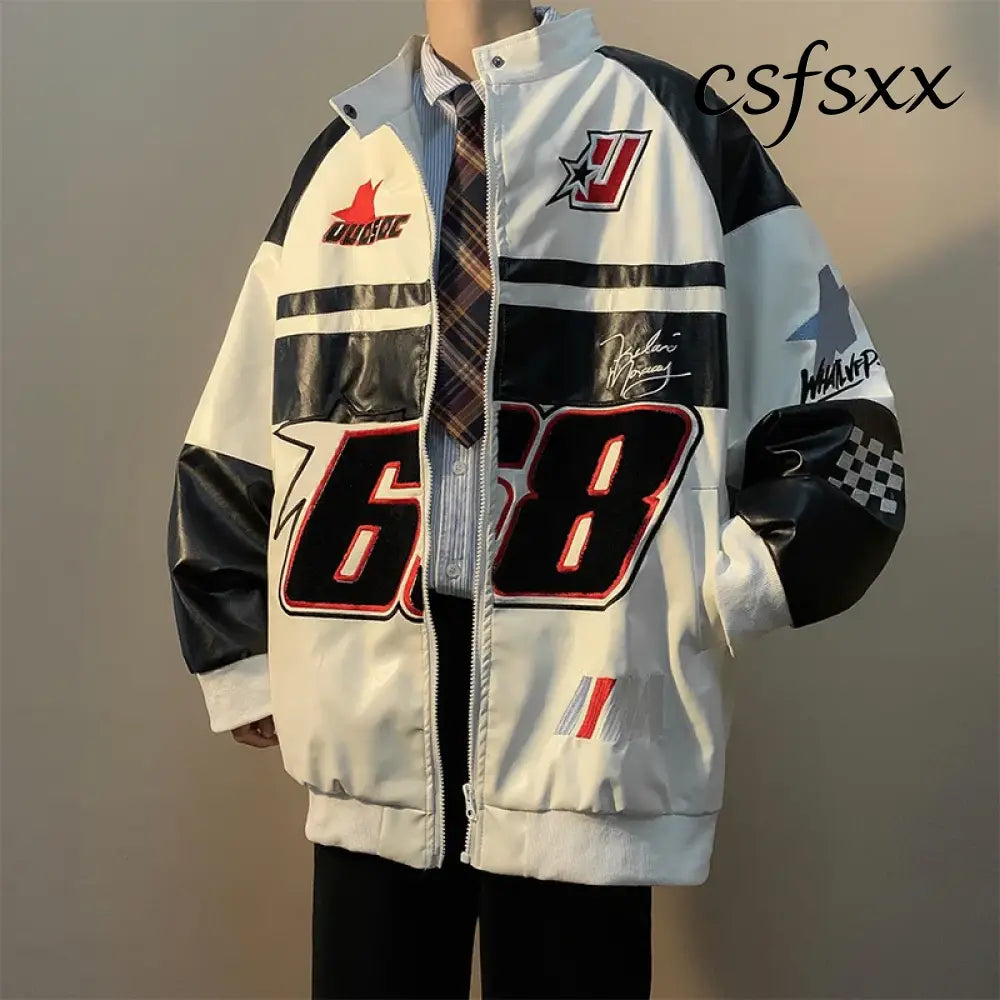 Autumn Men’s Biker Jacket High Street Fashion Motorcycle Leather Jacket Male Anti-wind New Embroiderey Zipper Jacket