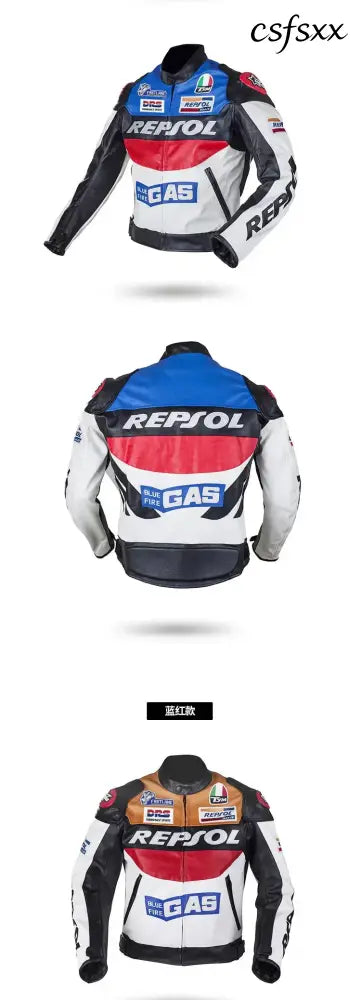 DUHAN Men’s Motocross Motorcycle Jacket Moto Racing Jacket REPSOL PU Leather Motorbike Jackets Clothing Clothes Coat