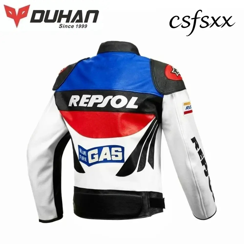 DUHAN Men’s Motocross Motorcycle Jacket Moto Racing Jacket REPSOL PU Leather Motorbike Jackets Clothing Clothes Coat
