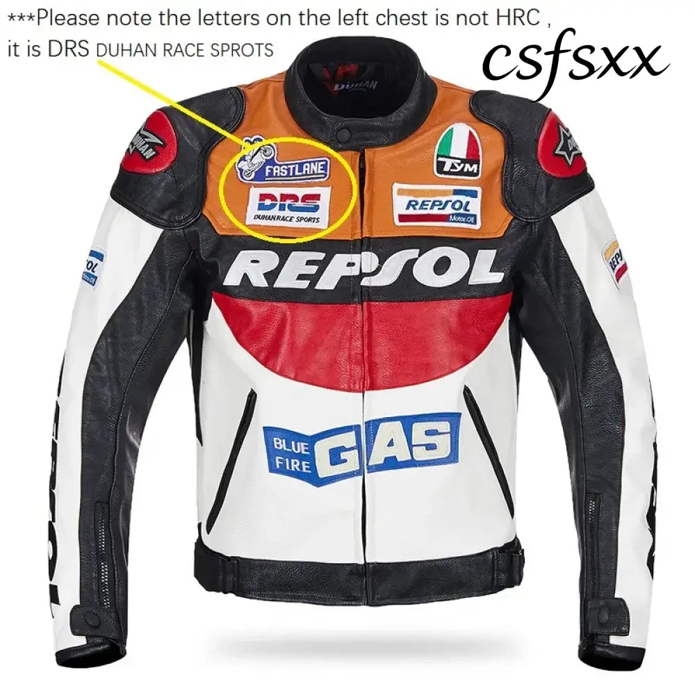 DUHAN Men’s Motocross Motorcycle Jacket Moto Racing Jacket REPSOL PU Leather Motorbike Jackets Clothing Clothes Coat