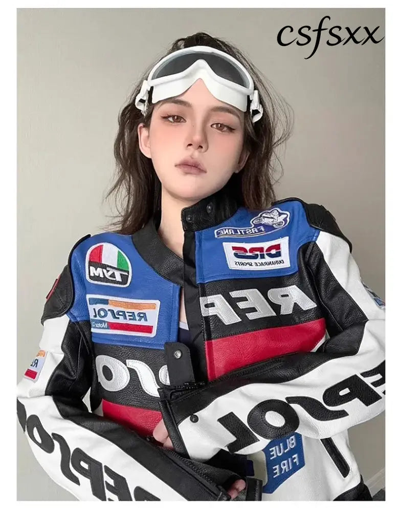DUHAN Men’s Motocross Motorcycle Jacket Moto Racing Jacket REPSOL PU Leather Motorbike Jackets Clothing Clothes Coat