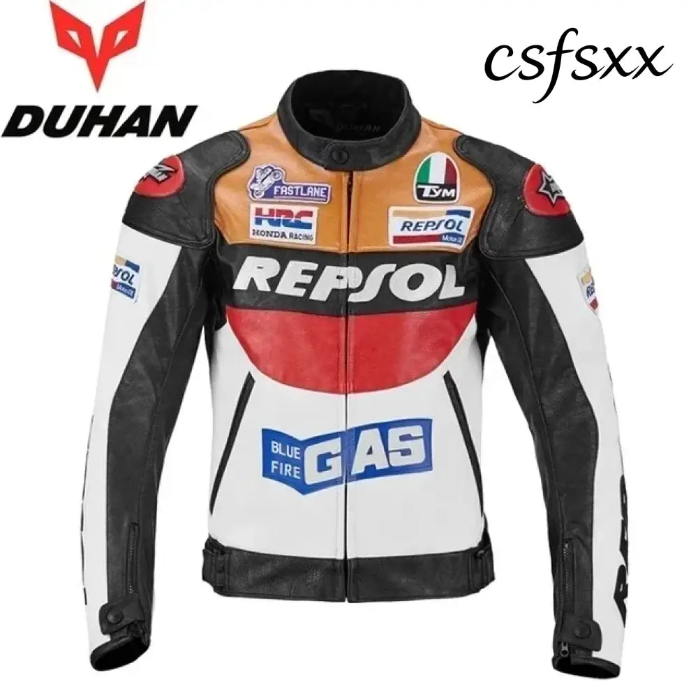 DUHAN Men’s Motocross Motorcycle Jacket Moto Racing Jacket REPSOL PU Leather Motorbike Jackets Clothing Clothes Coat