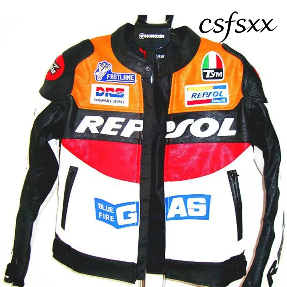 DUHAN Moto GP Motorcycle REPSOL Racing Leather Jacket VS02 Orange Blue M L XL XXL 3XL Good Pu Leahter Made High Quality