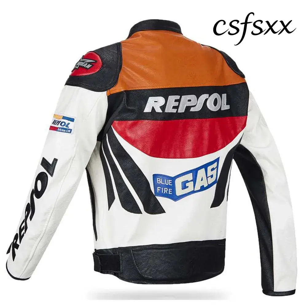 DUHAN Moto GP Motorcycle REPSOL Racing Leather Jacket VS02 Orange Blue M L XL XXL 3XL Good Pu Leahter Made High Quality