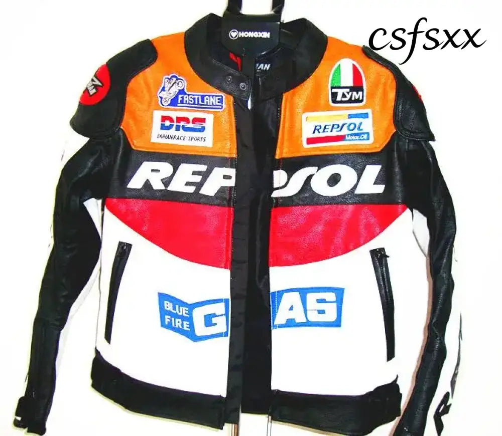 DUHAN Moto GP Motorcycle REPSOL Racing Leather Jacket VS02 Orange Blue M L XL XXL 3XL Good Pu Leahter Made High Quality