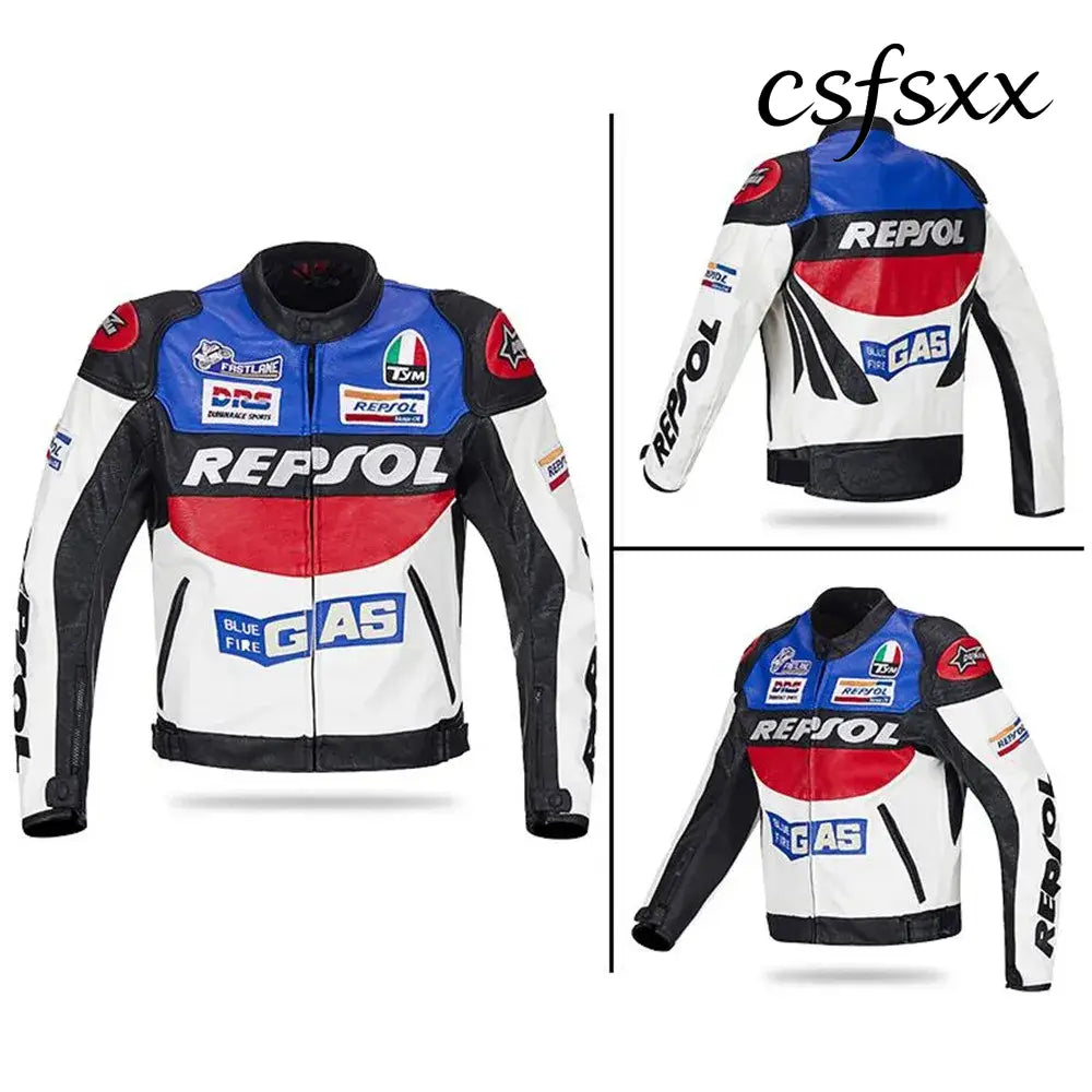 DUHAN Moto GP Motorcycle REPSOL Racing Leather Jacket VS02 Orange Blue M L XL XXL 3XL Good Pu Leahter Made High Quality