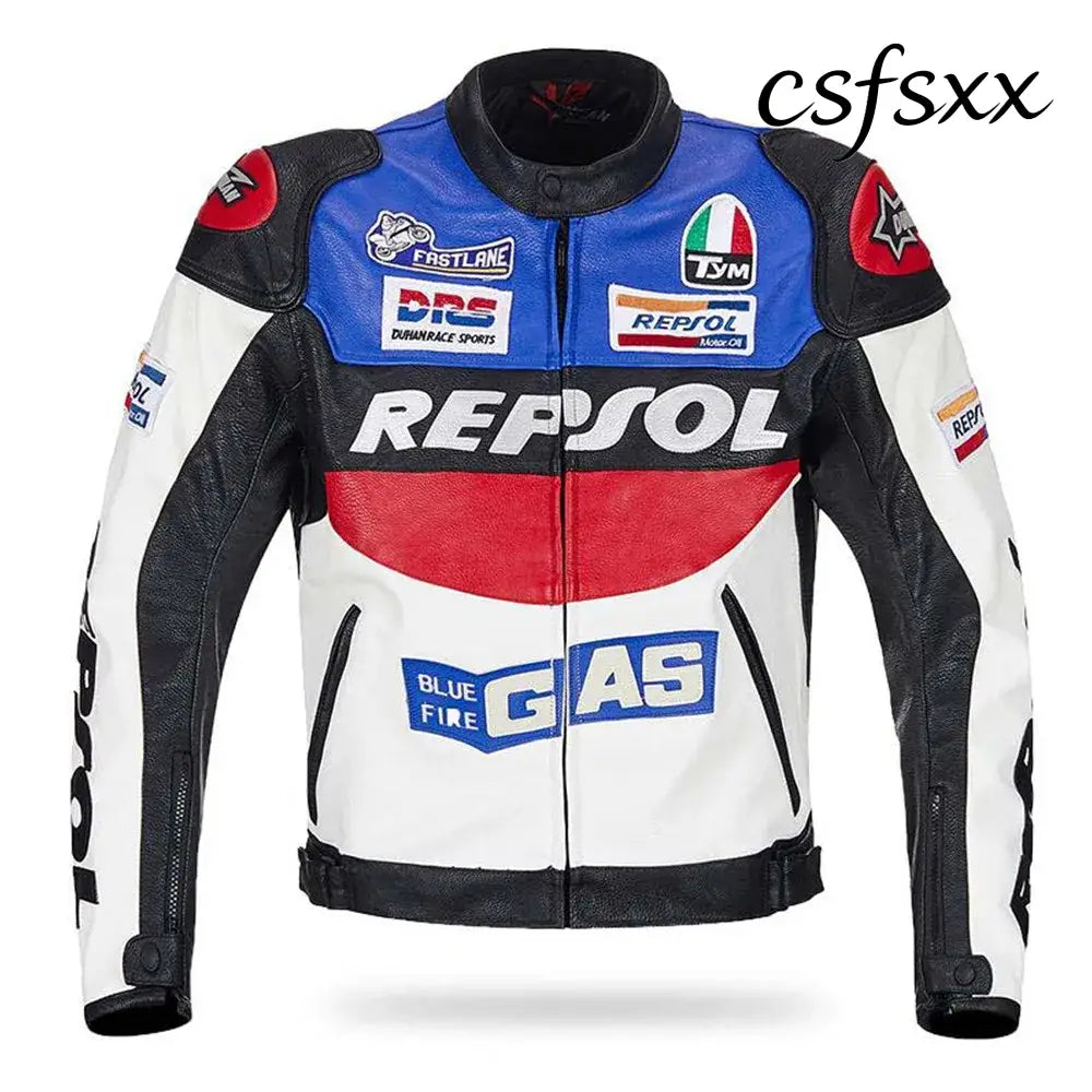 DUHAN Moto GP Motorcycle REPSOL Racing Leather Jacket VS02 Orange Blue M L XL XXL 3XL Good Pu Leahter Made High Quality