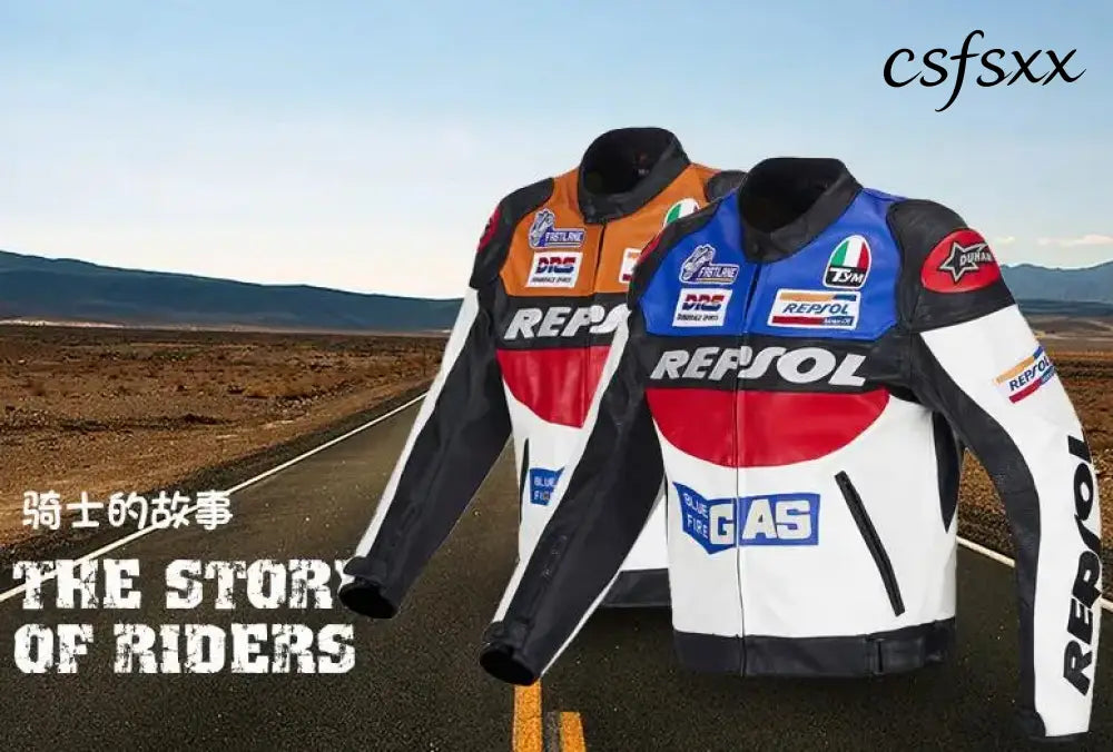 DUHAN Moto GP Motorcycle REPSOL Racing Leather Jacket VS02 Orange Blue M L XL XXL 3XL Good Pu Leahter Made High Quality