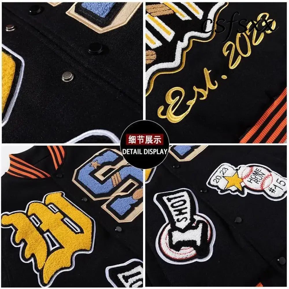 Embroidered Baseball Uniform for Men Spring Autumn Bomber Jackets Vintage Varsity Jackets Women Outerwears Fashion Men