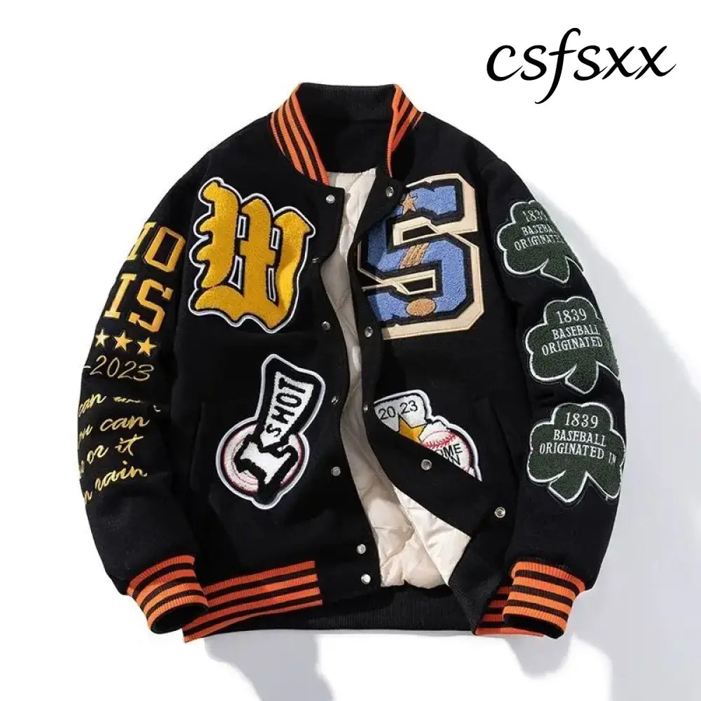 Embroidered Baseball Uniform for Men Spring Autumn Bomber Jackets Vintage Varsity Jackets Women Outerwears Fashion Men