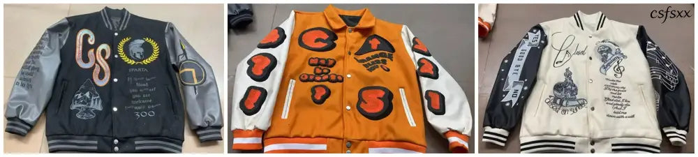 Embroidery Varsity Jacket Men PU Leather Sleeves Oversized Bomber Jackets Women Baseball Coats Streetwear Men Clothing