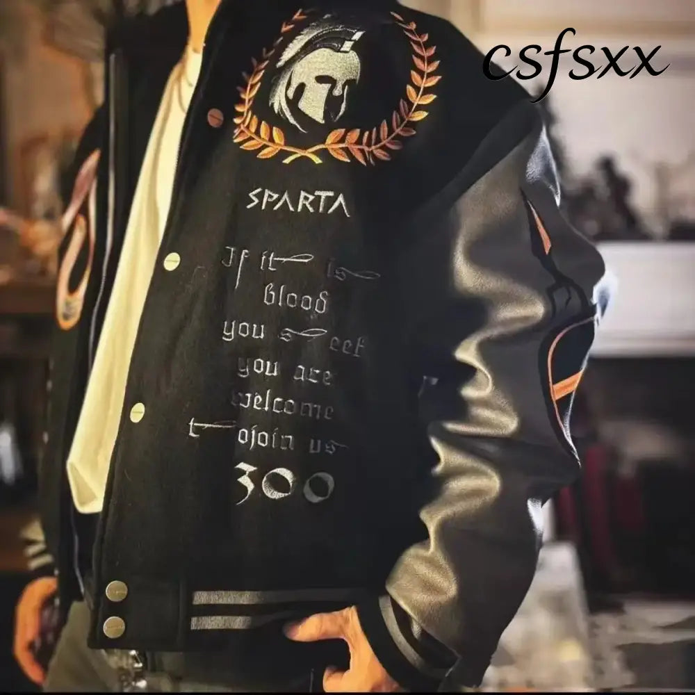 Embroidery Varsity Jacket Men PU Leather Sleeves Oversized Bomber Jackets Women Baseball Coats Streetwear Men Clothing