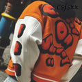Embroidery Varsity Jacket Men PU Leather Sleeves Oversized Bomber Jackets Women Baseball Coats Streetwear Men Clothing