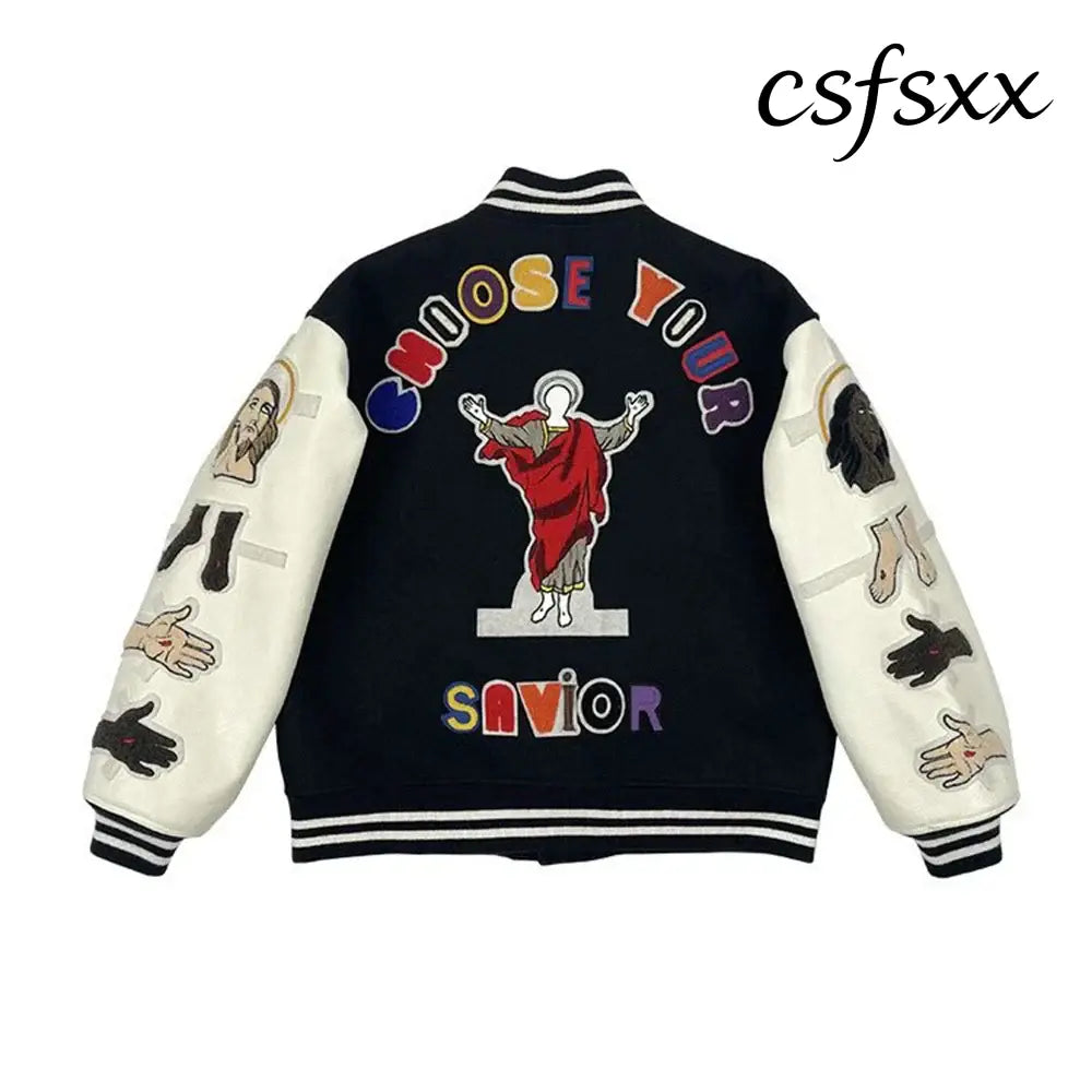 Fall/Winter Saint Michael Fashion Casual Loose Patch Embroidered Flying Baseball Jacket Oversized Jacket for Men and
