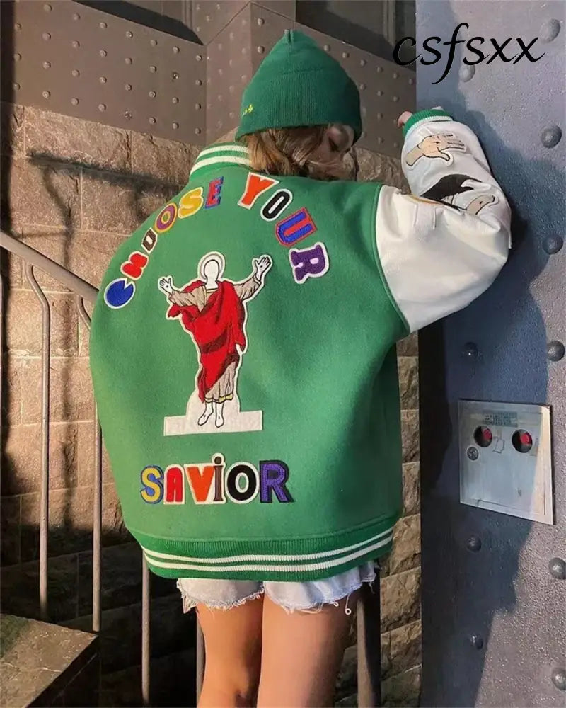 Fall/Winter Saint Michael Fashion Casual Loose Patch Embroidered Flying Baseball Jacket Oversized Jacket for Men and