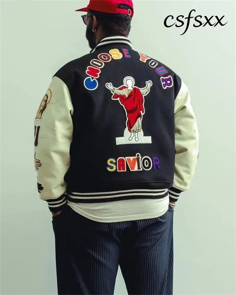Fall/Winter Saint Michael Fashion Casual Loose Patch Embroidered Flying Baseball Jacket Oversized Jacket for Men and
