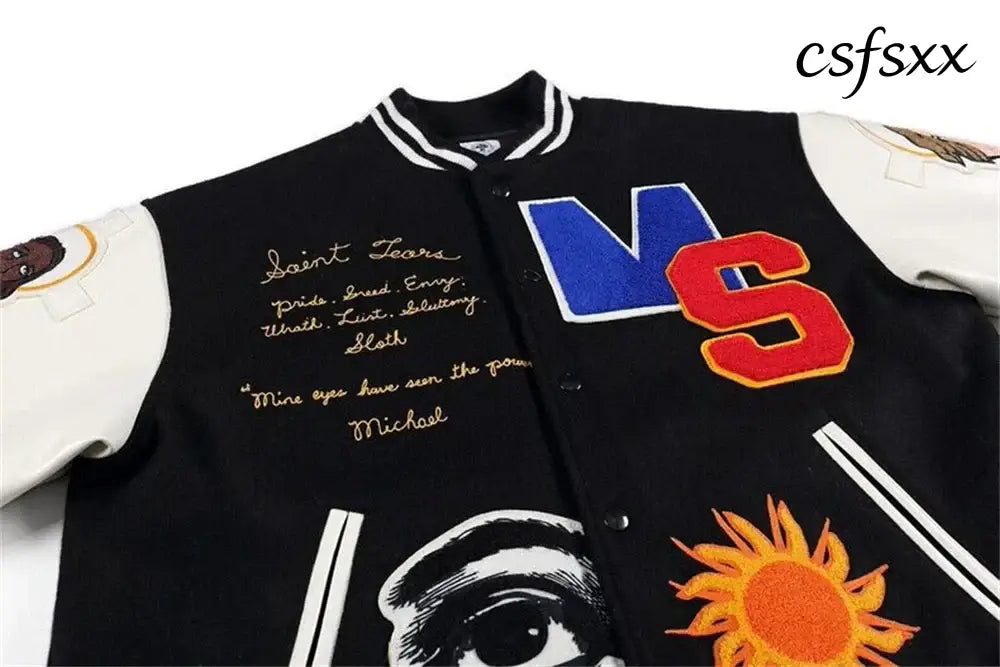 Fall/Winter Saint Michael Fashion Casual Loose Patch Embroidered Flying Baseball Jacket Oversized Jacket for Men and