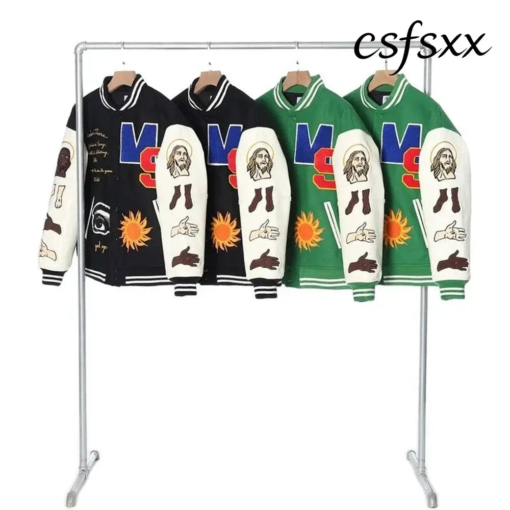 Fall/Winter Saint Michael Fashion Casual Loose Patch Embroidered Flying Baseball Jacket Oversized Jacket for Men and